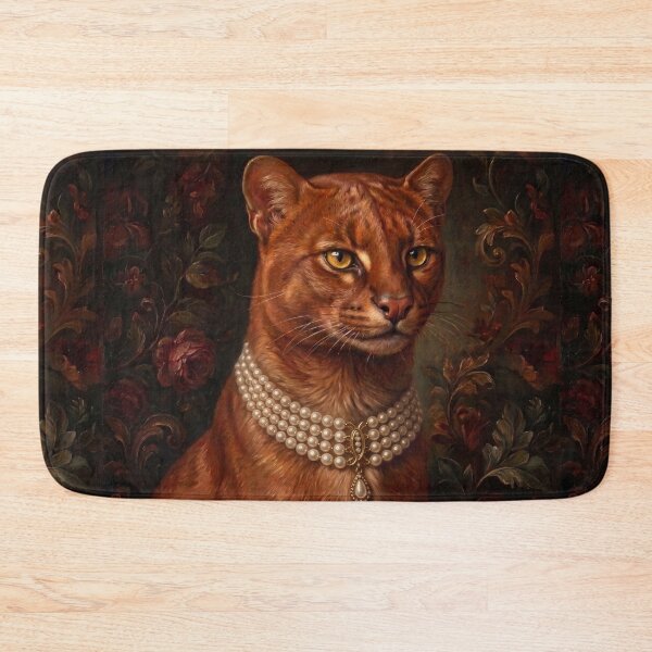 Item preview, Noble Jaguarundi Portrait with Pearl Drop Necklace designed and sold by Real Beast Art.