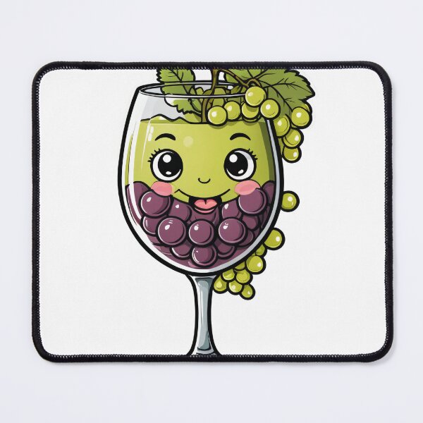 Item preview, Cute Wine Glass Character with Grapes Hand-Drawn Sketch Style – Wine lover gift designed and sold by michallechowicz.