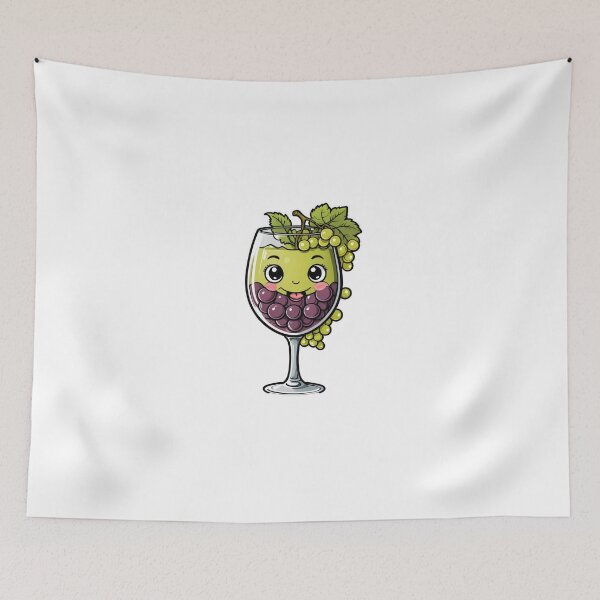 Item preview, Cute Wine Glass Character with Grapes Hand-Drawn Sketch Style – Wine lover gift designed and sold by michallechowicz.