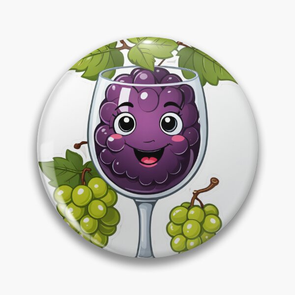 Item preview, Cute Wine Glass Character with Grapes Chrome Metallic 3D – Wine lover gift designed and sold by michallechowicz.