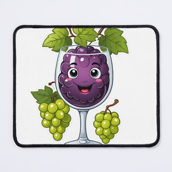 Item preview, Cute Wine Glass Character with Grapes Chrome Metallic 3D – Wine lover gift designed and sold by michallechowicz.