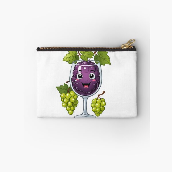 Item preview, Cute Wine Glass Character with Grapes Chrome Metallic 3D – Wine lover gift designed and sold by michallechowicz.