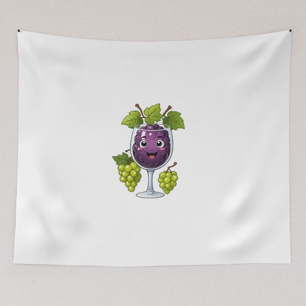 Item preview, Cute Wine Glass Character with Grapes Chrome Metallic 3D – Wine lover gift designed and sold by michallechowicz.