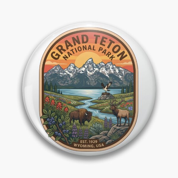 Item preview, Vintage Grand Teton National Park Wyoming Wildlife Nature Badge designed and sold by LittleArij.