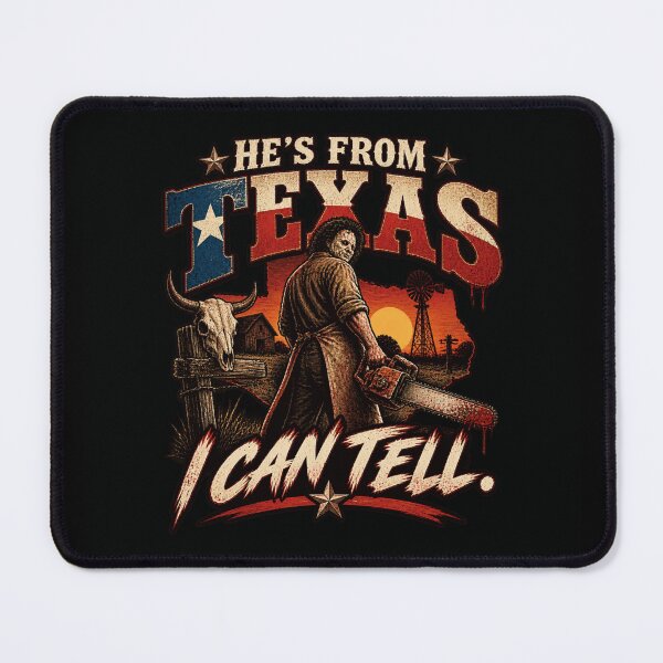 Item preview, He's From Texas I Can Tell | Texas Chainsaw Horror Halloween Western Graphic designed and sold by first-shirt ⭐ ⭐ ⭐ ⭐ ⭐.
