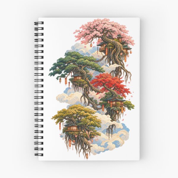Item preview, Floating Japanese Houses – Enchanted Tree Villages in the Clouds designed and sold by Substance_life.