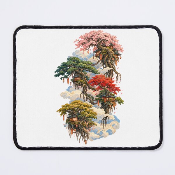 Item preview, Floating Japanese Houses – Enchanted Tree Villages in the Clouds designed and sold by Substance_life.