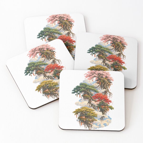 Item preview, Floating Japanese Houses – Enchanted Tree Villages in the Clouds designed and sold by Substance_life.