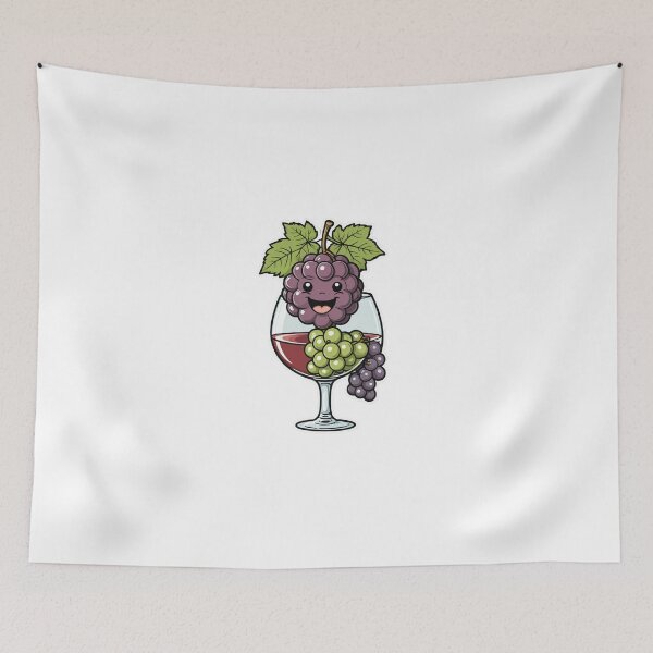 Item preview, Cute Wine Glass Character with Grapes Ukiyo-e Woodblock Style – Wine lover gift designed and sold by michallechowicz.