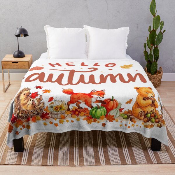 Item preview, Hello Autumn: Cute Fall Animals and Leaves Design designed and sold by VibranPalette.