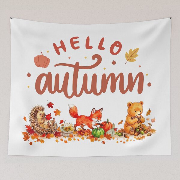 Item preview, Hello Autumn: Cute Fall Animals and Leaves Design designed and sold by VibranPalette.