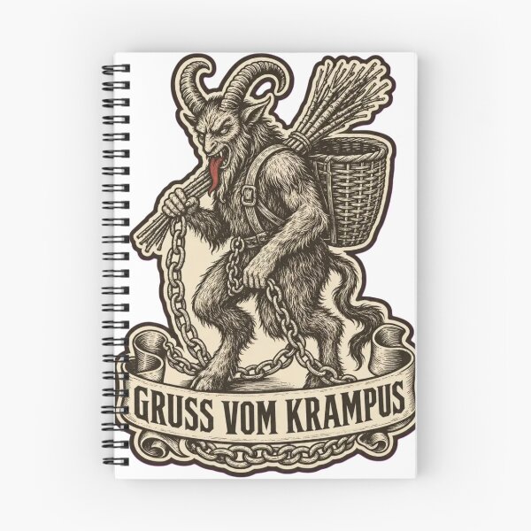 Item preview, Krampusnacht Chain and Birch Woodcut | Alpine Christmas Devil Night Slogan designed and sold by StickyGuys.