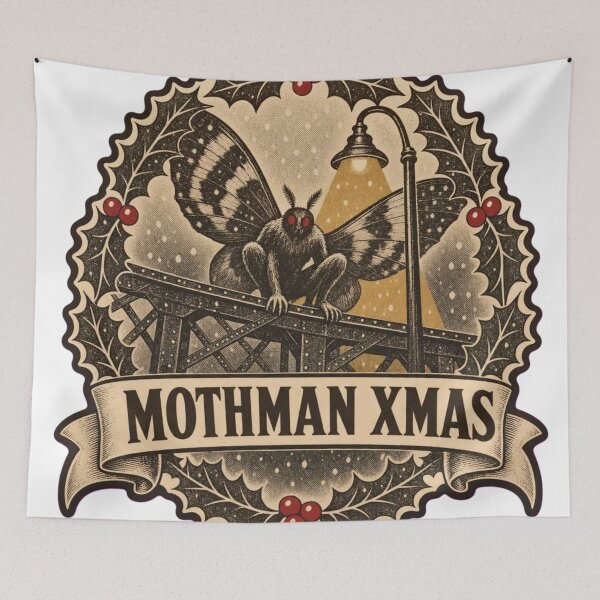 Item preview, Mothman Xmas Sighting Card | Retro Cryptid Christmas Slogan designed and sold by StickyGuys.