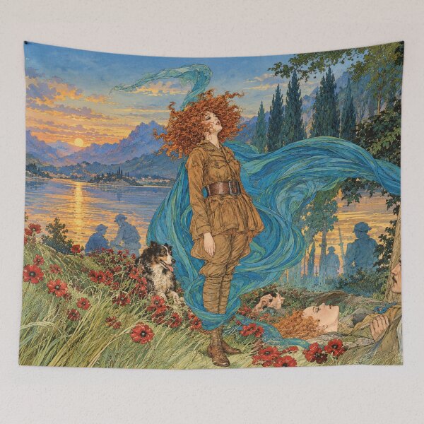 Item preview, Vintage Art Nouveau Wall Art, Golden Eyes by Nell Brinkley, Romantic American Illustration Print designed and sold by RickE.