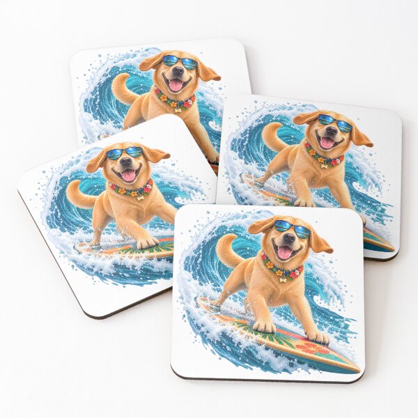 Item preview, Happy Labrador Surfing Tropical Wave – Summer Dog Surf Adventure designed and sold by builtforyou.