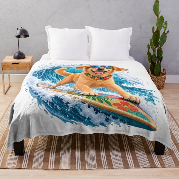 Item preview, Happy Labrador Surfing Tropical Wave – Summer Dog Surf Adventure designed and sold by builtforyou.