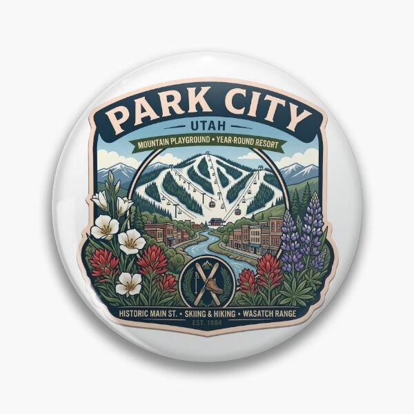 Item preview, Vintage Park City Utah Ski Resort Mountain Hiking Badge designed and sold by LittleArij.