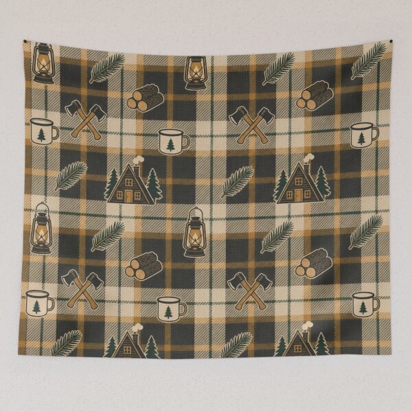 Item preview, Cabincore Lantern Wool Plaid | Cozy Winter Cabin Repeat Pattern designed and sold by StickyGuys.