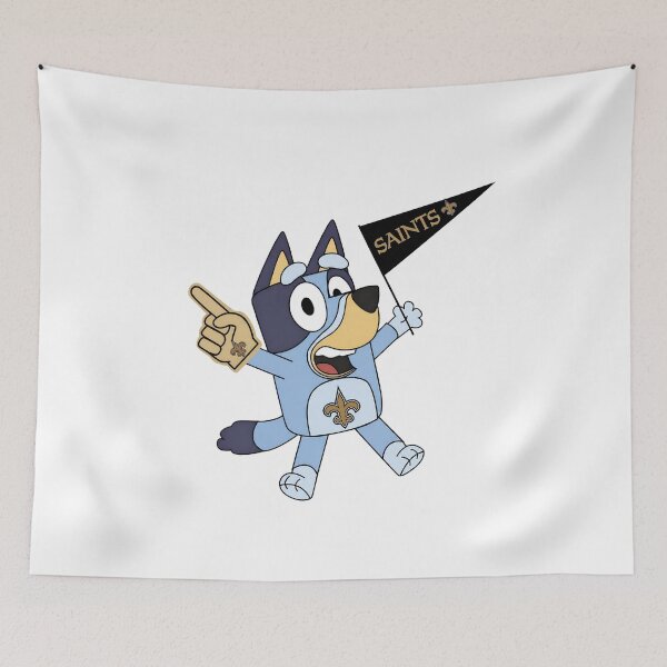 Item preview,  Bluey Character with Saints Flag and Foam Finger designed and sold by Odd-Rainbow-Ink.