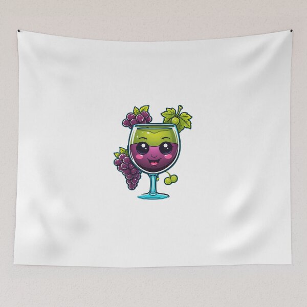 Item preview, Cute Wine Glass Character with Grapes Neon Glow Dark Style – Wine lover gift designed and sold by michallechowicz.