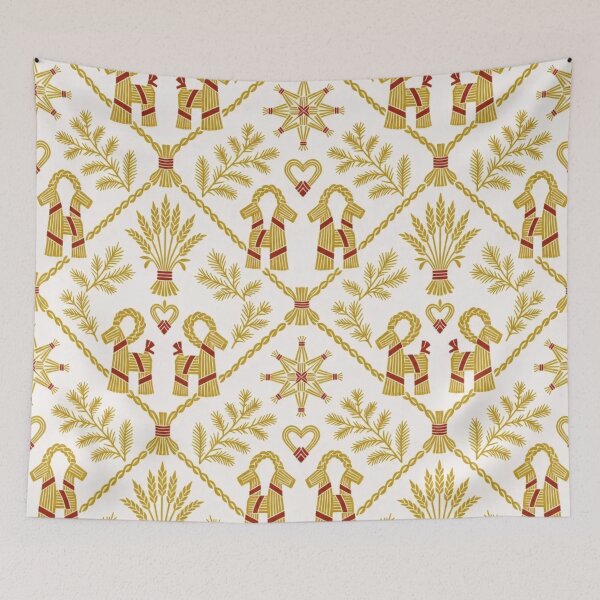 Item preview, Yule Goat Julbock Straw Damask | Scandinavian Nordic Christmas Repeat Pattern designed and sold by StickyGuys.