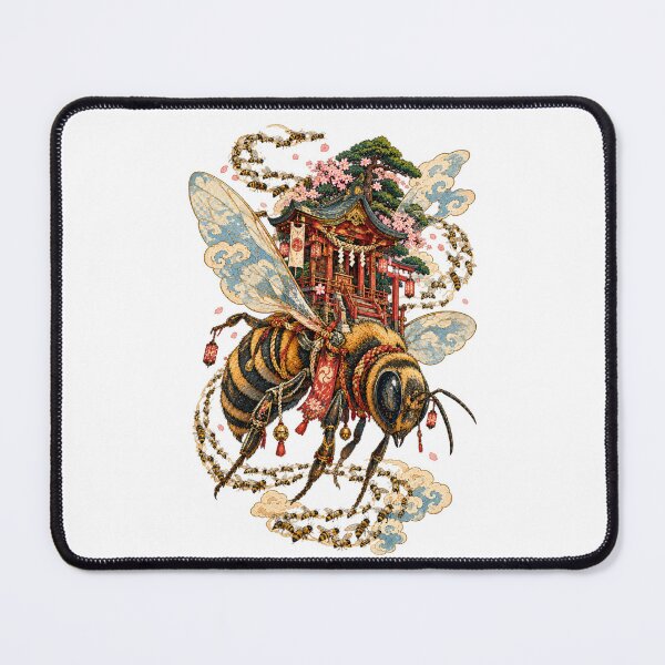 Item preview, The Faithful Bee – Japanese Shrine, Giant Honeybee & Sakura Art designed and sold by Substance_life.