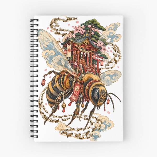 Item preview, The Faithful Bee – Japanese Shrine, Giant Honeybee & Sakura Art designed and sold by Substance_life.