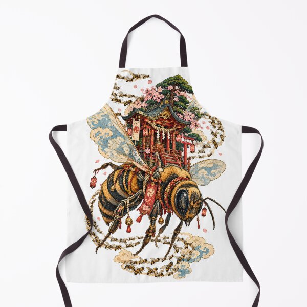Item preview, The Faithful Bee – Japanese Shrine, Giant Honeybee & Sakura Art designed and sold by Substance_life.