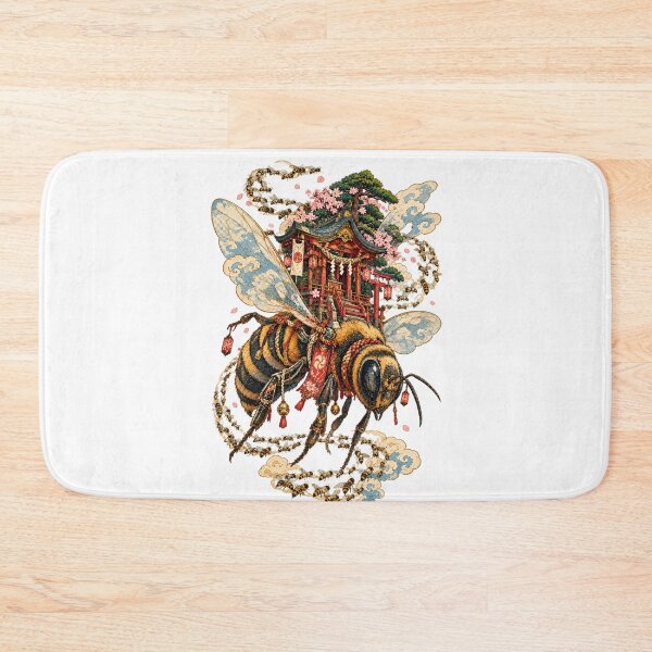 Item preview, The Faithful Bee – Japanese Shrine, Giant Honeybee & Sakura Art designed and sold by Substance_life.