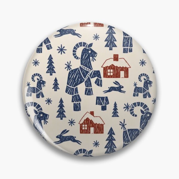 Item preview, Yule Goat Woodblock Folk Repeat | Naive Nordic Winter Pattern designed and sold by StickyGuys.