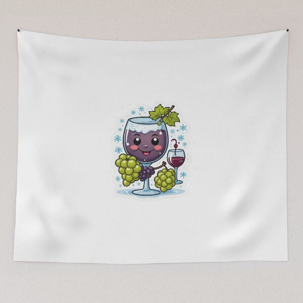 Item preview, Cute Wine Glass Character with Grapes Winter Holiday Style – Wine lover gift designed and sold by michallechowicz.