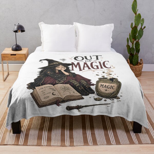 Item preview, Out of Magic – Funny Witch Halloween Dark Humor Design designed and sold by CalmDownZone ⭐️⭐️⭐️⭐️⭐️.