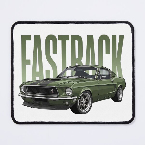 Item preview, Dark Green 1968 Ford Mustang Fastback Classic Muscle Car Vector Art designed and sold by Motorline44.