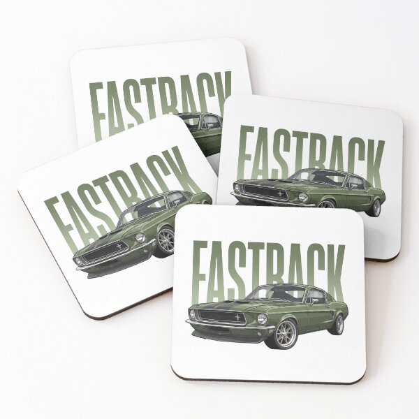 Item preview, Dark Green 1968 Ford Mustang Fastback Classic Muscle Car Vector Art designed and sold by Motorline44.