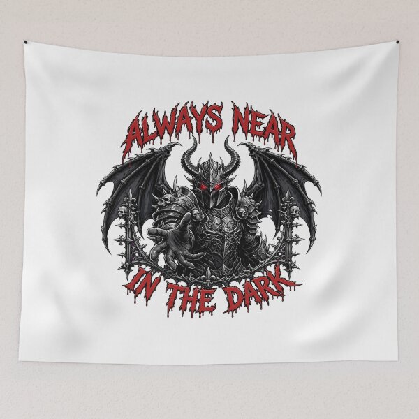 Item preview, Always Near In The Dark - Horned Shadow Knight Gothic Art designed and sold by VYBE DARK Studio.