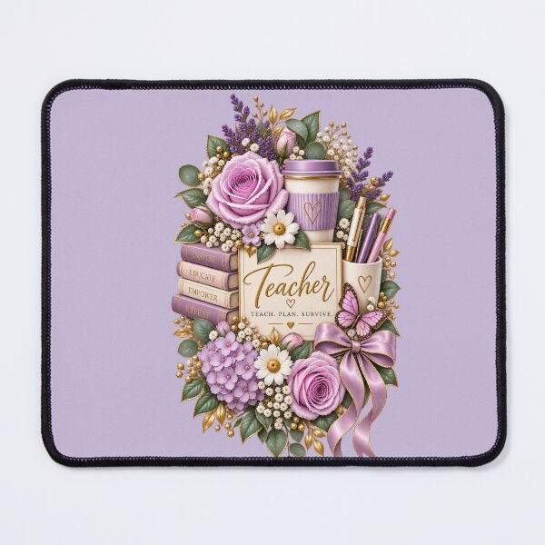 Item preview, Teacher Planner Floral – Teach Plan Survive Lavender Teacher Design designed and sold by HO•Designs.