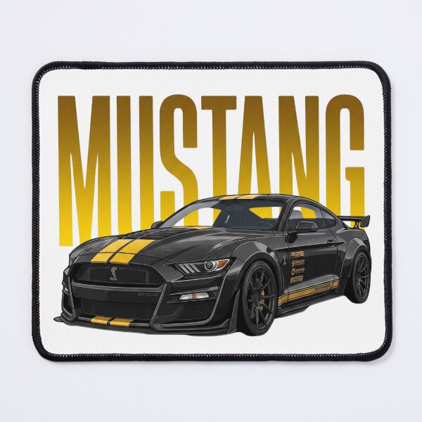 Item preview, Black Shelby Mustang GT500 Gold Stripes Supercharged V8 Vector Art designed and sold by Motorline44.
