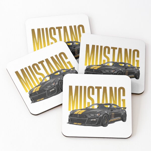 Item preview, Black Shelby Mustang GT500 Gold Stripes Supercharged V8 Vector Art designed and sold by Motorline44.