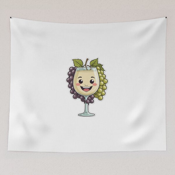 Item preview, Cute Wine Glass Character with Grapes Vintage 70s Style – Wine lover gift designed and sold by michallechowicz.
