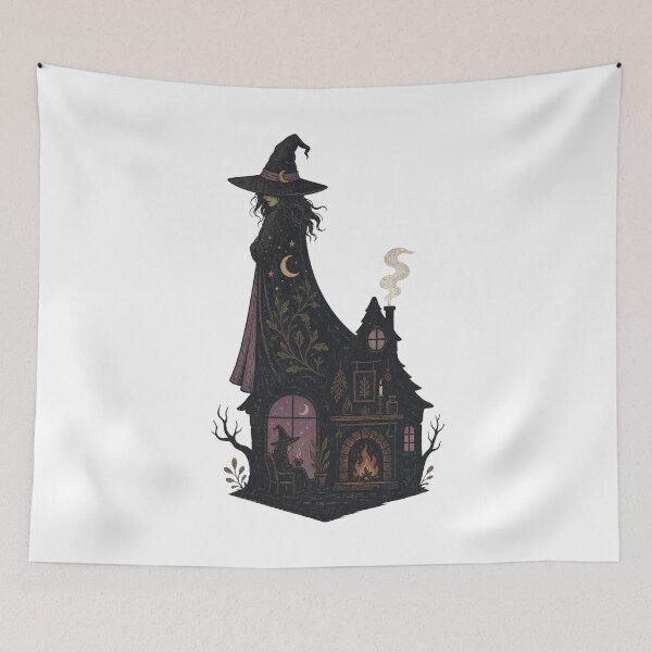Item preview, Haunted Witch House – Dark Gothic Halloween Illustration designed and sold by CalmDownZone ⭐️⭐️⭐️⭐️⭐️.