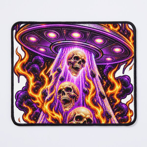 Item preview, Fiery Cosmic Abduction Skeletons – Purple UFO Horror Art designed and sold by Lock_Design.