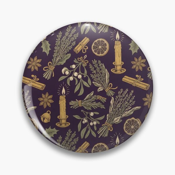 Item preview, Witchy Christmas Herb and Candle | Pagan Yule Altar Repeat Pattern designed and sold by StickyGuys.