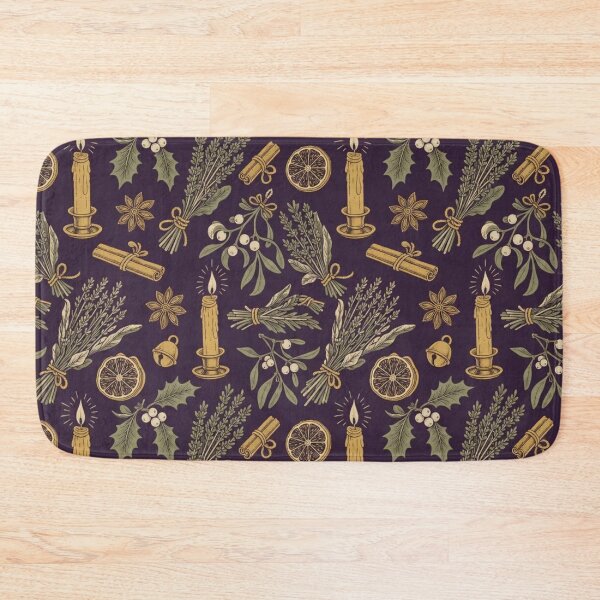 Item preview, Witchy Christmas Herb and Candle | Pagan Yule Altar Repeat Pattern designed and sold by StickyGuys.