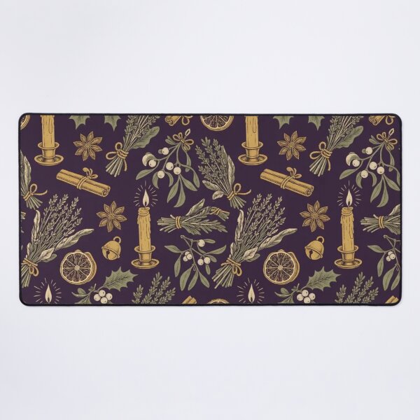 Item preview, Witchy Christmas Herb and Candle | Pagan Yule Altar Repeat Pattern designed and sold by StickyGuys.