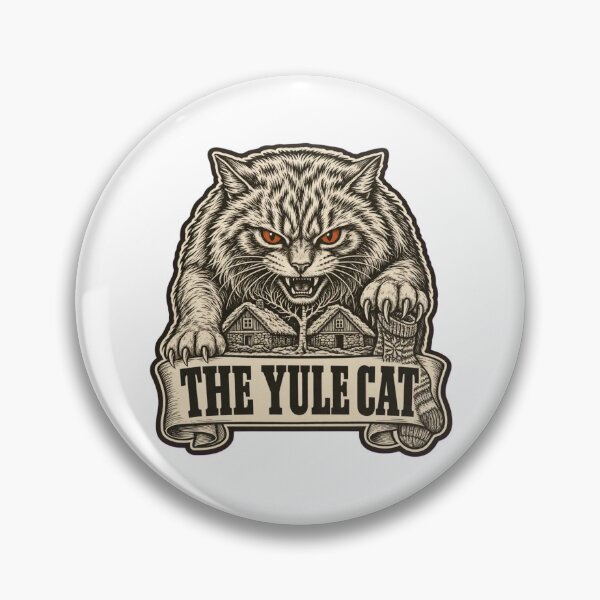 Item preview, Beware the Yule Cat Woodcut Warning | Jolakotturinn Icelandic Folklore designed and sold by StickyGuys.