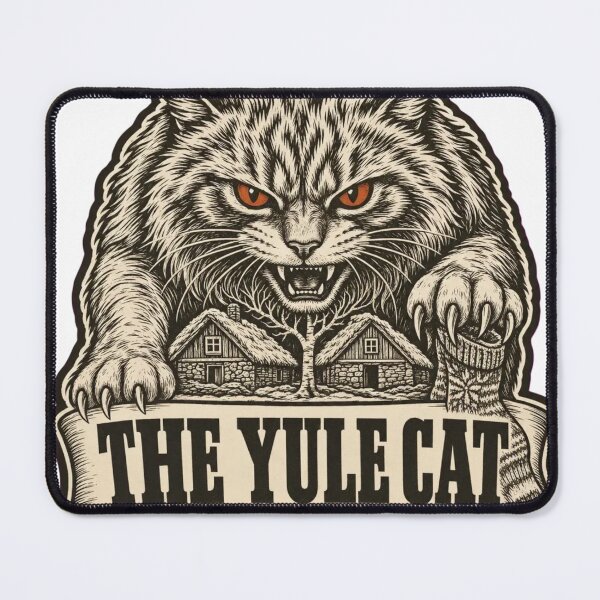 Item preview, Beware the Yule Cat Woodcut Warning | Jolakotturinn Icelandic Folklore designed and sold by StickyGuys.