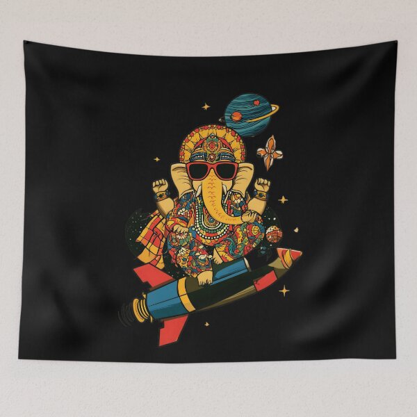 Item preview, Cool Elephant Blessing Pose Space Rocket Pants Colorful Pop Art designed and sold by PANNARUK THAILAND.