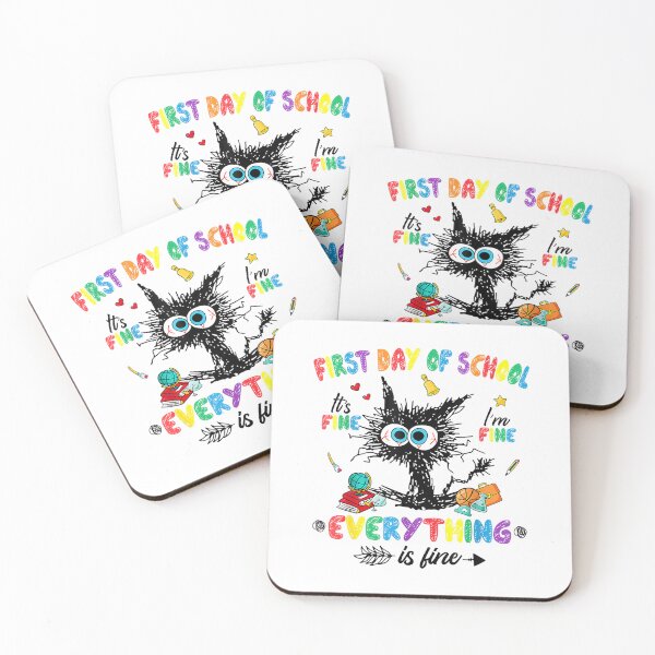 Item preview, First Day Of School Black Cat It's Fine I'm Fine Teacher Kid T-Shirt designed and sold by E-Capoeira shop.