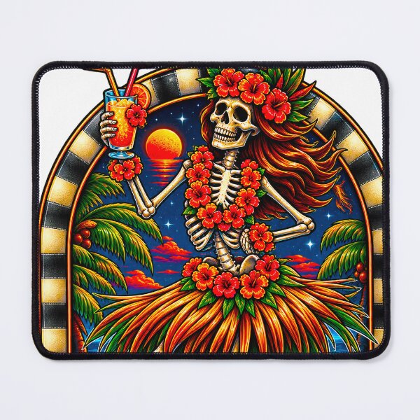 Item preview, Tropical Skeleton Dance on the Island – Hawaiian Skull Beach Art designed and sold by Lock_Design.