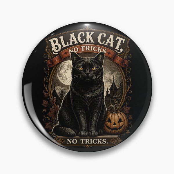 Item preview, BLACK CAT, NO TRICKS No Tricks Halloween Vintage Screen Print designed and sold by BernoNickel.
